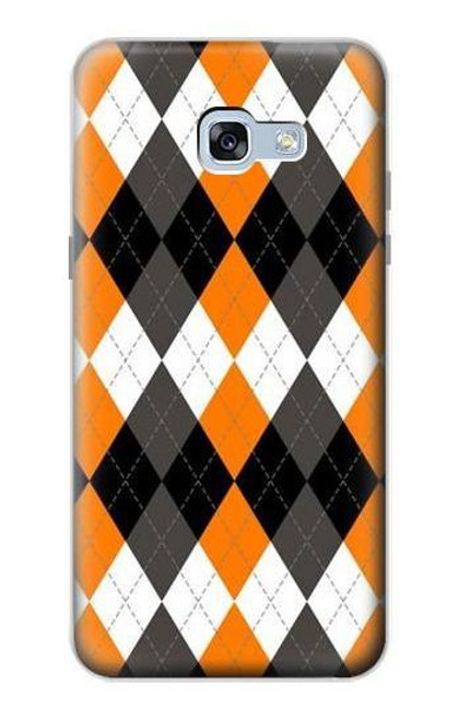 W3421 Black Orange White Argyle Plaid Hard Case and Leather Flip Case For Samsung Galaxy A5 (2017)