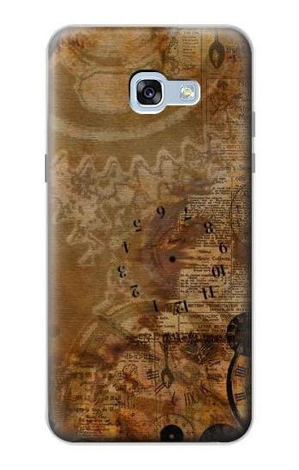 W3456 Vintage Paper Clock Steampunk Hard Case and Leather Flip Case For Samsung Galaxy A5 (2017)