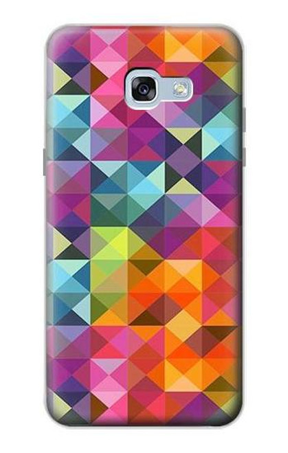 W3477 Abstract Diamond Pattern Hard Case and Leather Flip Case For Samsung Galaxy A5 (2017)