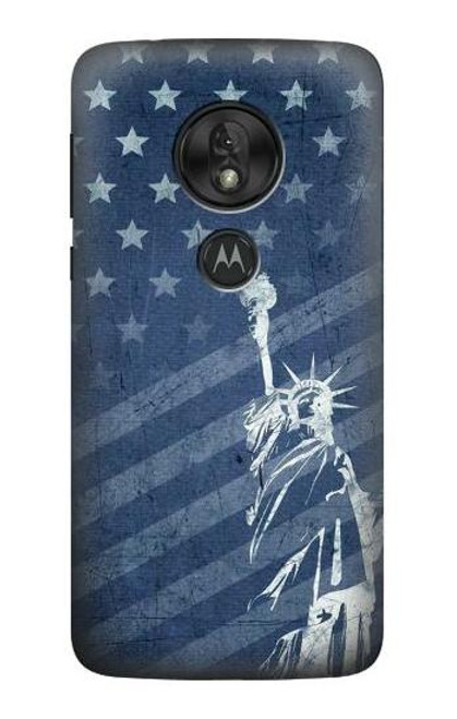 W3450 US Flag Liberty Statue Hard Case and Leather Flip Case For Motorola Moto G7 Play