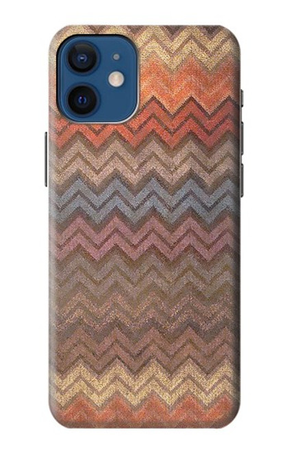 W3752 Zigzag Fabric Pattern Graphic Printed Hard Case and Leather Flip Case For iPhone 12 mini