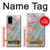 W3717 Rose Gold Blue Pastel Marble Graphic Printed Hard Case and Leather Flip Case For Samsung Galaxy S20 Plus, Galaxy S20+