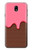 W3754 Strawberry Ice Cream Cone Hard Case and Leather Flip Case For Samsung Galaxy J7 (2018), J7 Aero, J7 Top, J7 Aura, J7 Crown, J7 Refine, J7 Eon, J7 V 2nd Gen, J7 Star