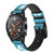 CA0560 Marine Anchor Blue Silicone & Leather Smart Watch Band Strap For Wristwatch Smartwatch