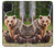 W3558 Bear Family Hard Case and Leather Flip Case For Samsung Galaxy A22 4G