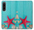 W3428 Aqua Wood Starfish Shell Hard Case and Leather Flip Case For Sony Xperia 1 IV