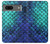 W3047 Green Mermaid Fish Scale Hard Case and Leather Flip Case For Google Pixel 7