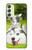 W3795 Kitten Cat Playful Siberian Husky Dog Paint Hard Case and Leather Flip Case For Samsung Galaxy A24 4G