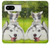 W3795 Kitten Cat Playful Siberian Husky Dog Paint Hard Case and Leather Flip Case For Google Pixel 8