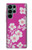 W3924 Cherry Blossom Pink Background Hard Case and Leather Flip Case For Samsung Galaxy S22 Ultra