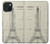 W3474 Eiffel Architectural Drawing Hard Case and Leather Flip Case For iPhone 15