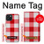 W3535 Red Gingham Hard Case and Leather Flip Case For iPhone 15