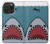 W3825 Cartoon Shark Sea Diving Hard Case and Leather Flip Case For iPhone 15 Pro