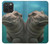 W3871 Cute Baby Hippo Hippopotamus Hard Case and Leather Flip Case For iPhone 15 Pro Max