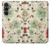 W2179 Flower Floral Vintage Art Pattern Hard Case and Leather Flip Case For Samsung Galaxy S23 FE