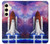 W3913 Colorful Nebula Space Shuttle Hard Case and Leather Flip Case For Samsung Galaxy S24