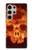 W3881 Fire Skull Hard Case and Leather Flip Case For Samsung Galaxy S24 Ultra