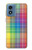 W3942 LGBTQ Rainbow Plaid Tartan Hard Case and Leather Flip Case For Motorola Moto G Play 4G (2024)