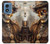 W3949 Steampunk Skull Smoking Hard Case and Leather Flip Case For Motorola Moto G Play 4G (2024)