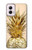 W3490 Gold Pineapple Hard Case and Leather Flip Case For Motorola Moto G Power 5G (2024)