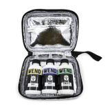 3-pack of Wend Wax-On Liquid Lube 4oz bottles inside insulated Tech Travel case.