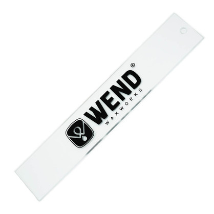 Wend Snowboard Scraper in 6mm plexi, 11" x 2" for snowboard bases.