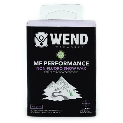 WEND MF Performance XCold temp ski & snowboard wax in a 100g hot-melt bar.