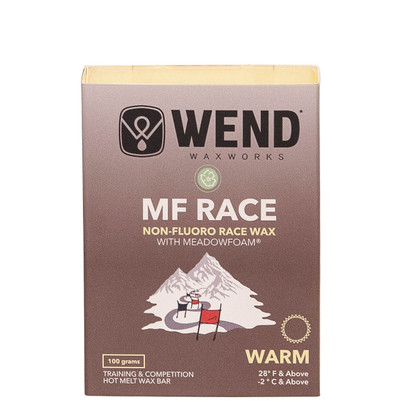 WEND MF Race Warm temp ski & snowboard training and racing wax in a 100g hot-melt bar.