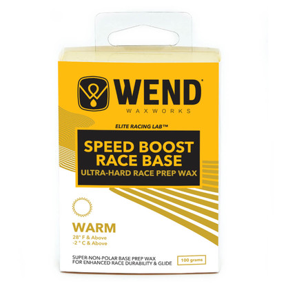 WEND Speed Boost Race Base Warm temp competition snow wax for skis & snowboards in a 100g hot-melt bar.