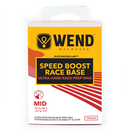 WEND Speed Boost Race Base Mid temp competition snow wax for skis & snowboards in a 100g hot-melt bar.