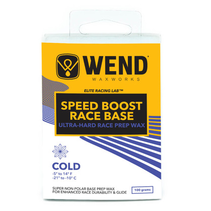 WEND Speed Boost Race Base Cold temp competition snow wax for skis & snowboards in a 100g hot-melt bar. WEND Speed Boost Race Base Cold temp competition snow wax for skis & snowboards in a 100g hot-melt bar.