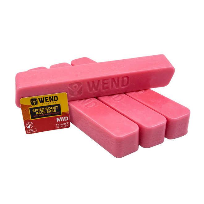 WEND Speed Boost Race Base competition snow wax for skis & snowboards in 1kg hot-melt (4 blocks) of Mid temp formula.