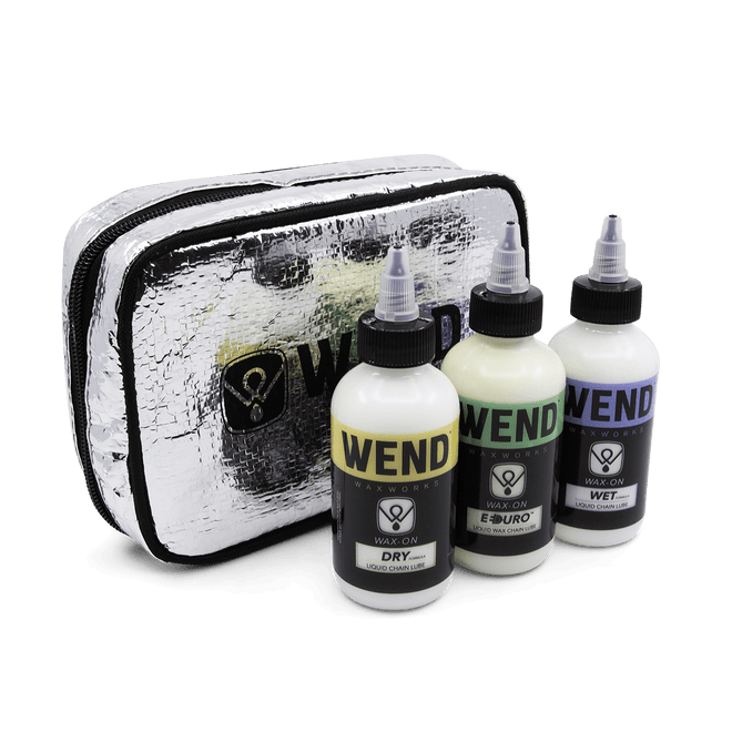 3-pack of Wend Wax-On Liquid Lube 4oz bottles with insulated Tech Travel case.