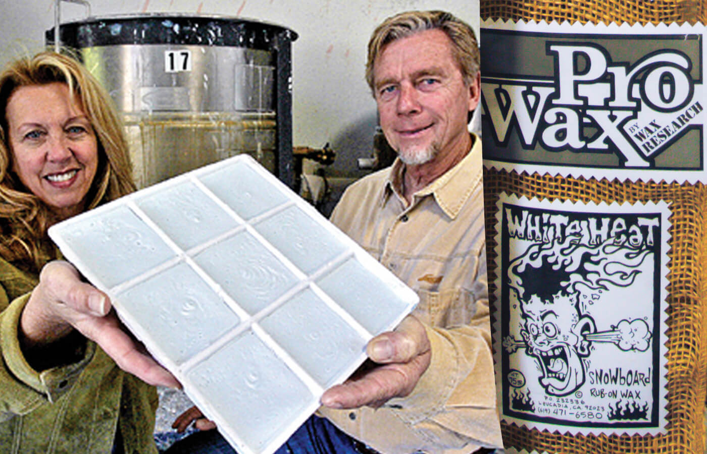 Wax Research/Wend owners John and Cris Dahl with their wax products.
