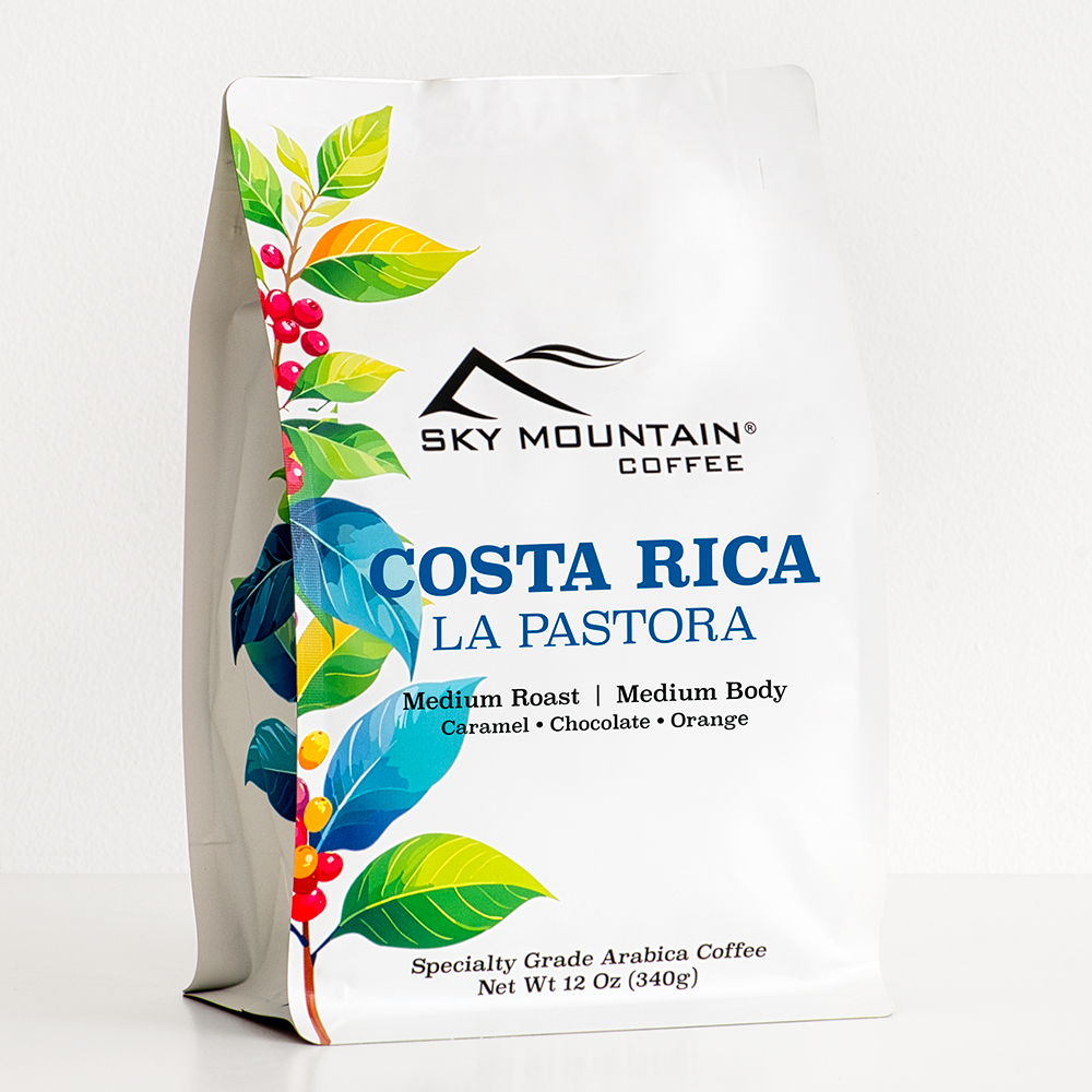 A 12 ounce bag of Ethiopia Sidamo whole bean coffee