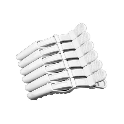 6 PCS White Salon Croc Clips Alligator Clips