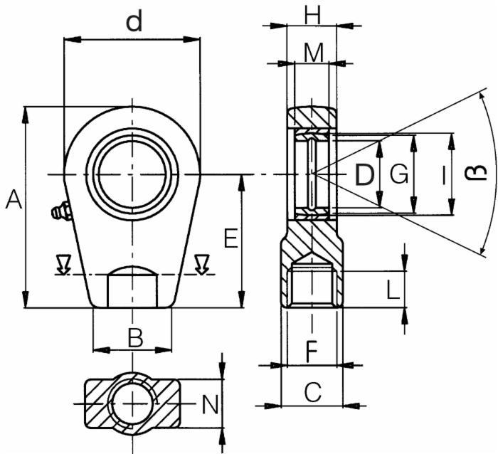 Terminale a snodo per terzo punto sferico Ø 25mm - Ama