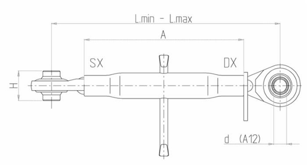 Terzo punto completo Basic cat. I - II M27x3 lunghezza 480-680mm - Ama