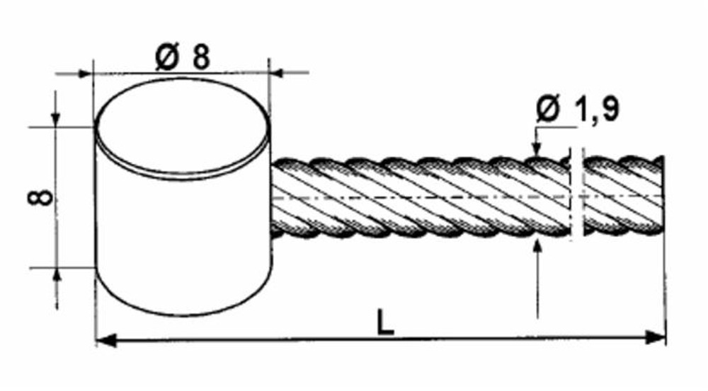 Cavo per acceleratore ø 1,9mm lunghezza 2500mm - Ama Cavo per acceleratore ø 1,9mm lunghezza 2500mm - Ama