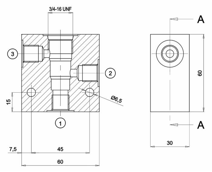 Corpo in alluminio per valvole elettriche a 3 vie cavità 3/4" - Ama Refluid