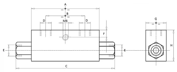 Valvola di blocco doppio effetto da 1/4" con attacchi 12l - Ama Refluid