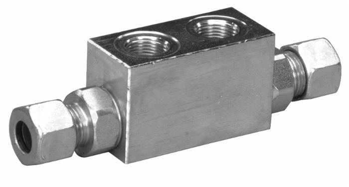Valvola di blocco doppio effetto da 1/4" con attacchi 12l - Ama Refluid