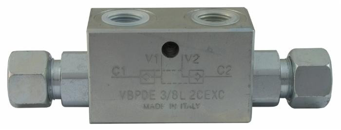 Valvola di blocco doppio effetto da 3/8" con attacchi 12L - Ama Refluid