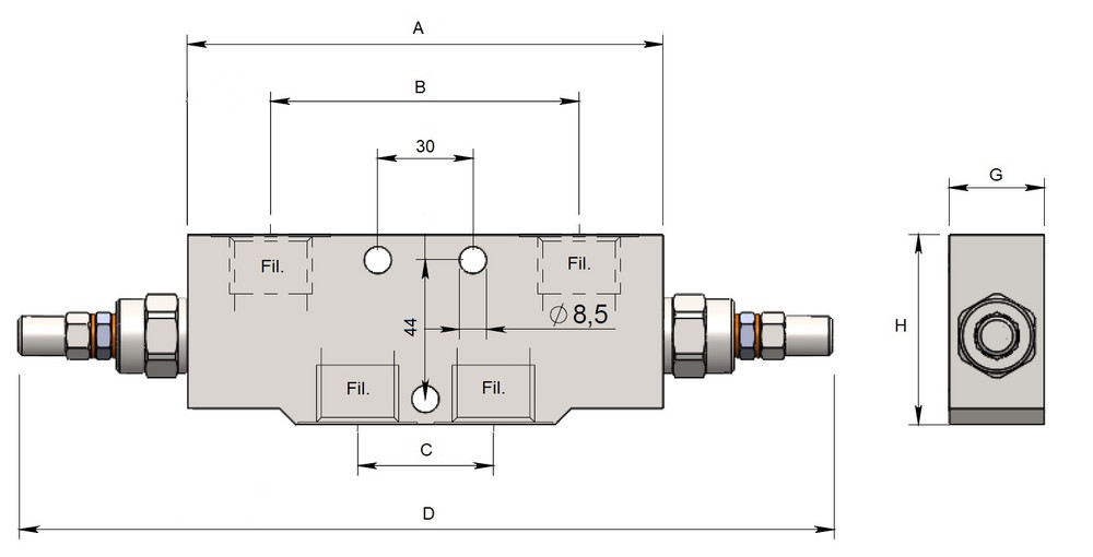 Valvola di blocco e controllo discesa doppio effetto 1/2" - Ama Refluid