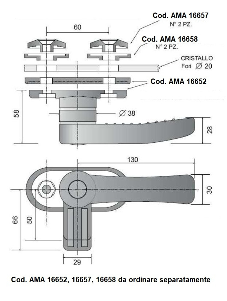 Maniglia finestrino destra in plastica - Ama
