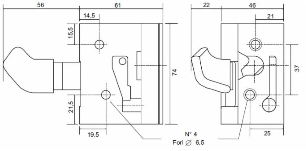 Serratura universale dx zincata - Ama