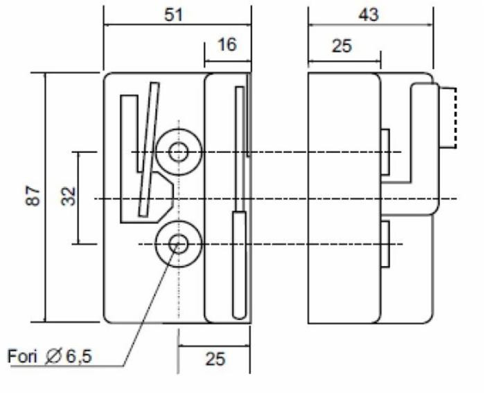Serratura universale sx per cabina trattore Ama con copertura nera e leva dritta - Ama