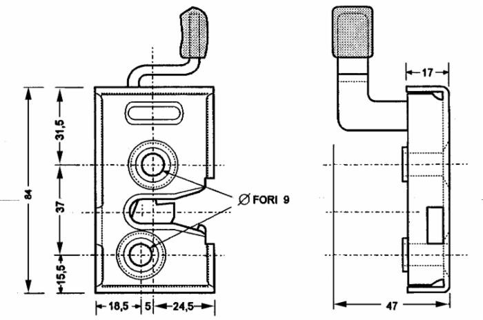 Serratura destra universale cabine trattori 84x48x17mm - Ama