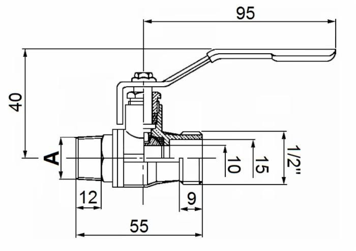 Valvola sfera m,3/8"-m,1/2" - Ama