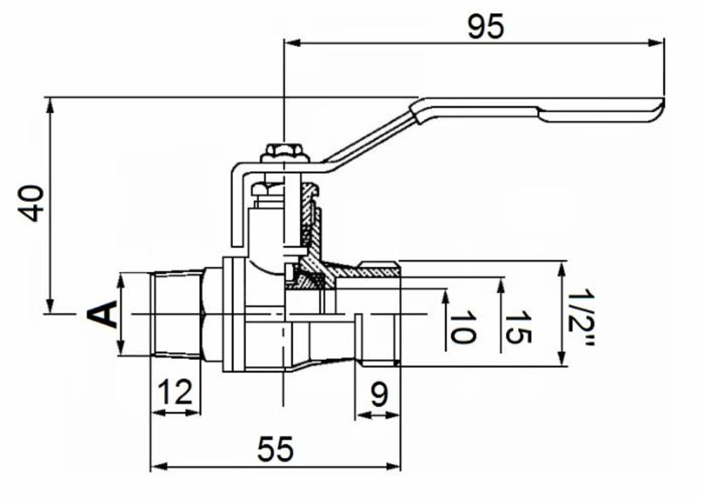 Valvola sfera m,3/8"-m,1/2" - Ama